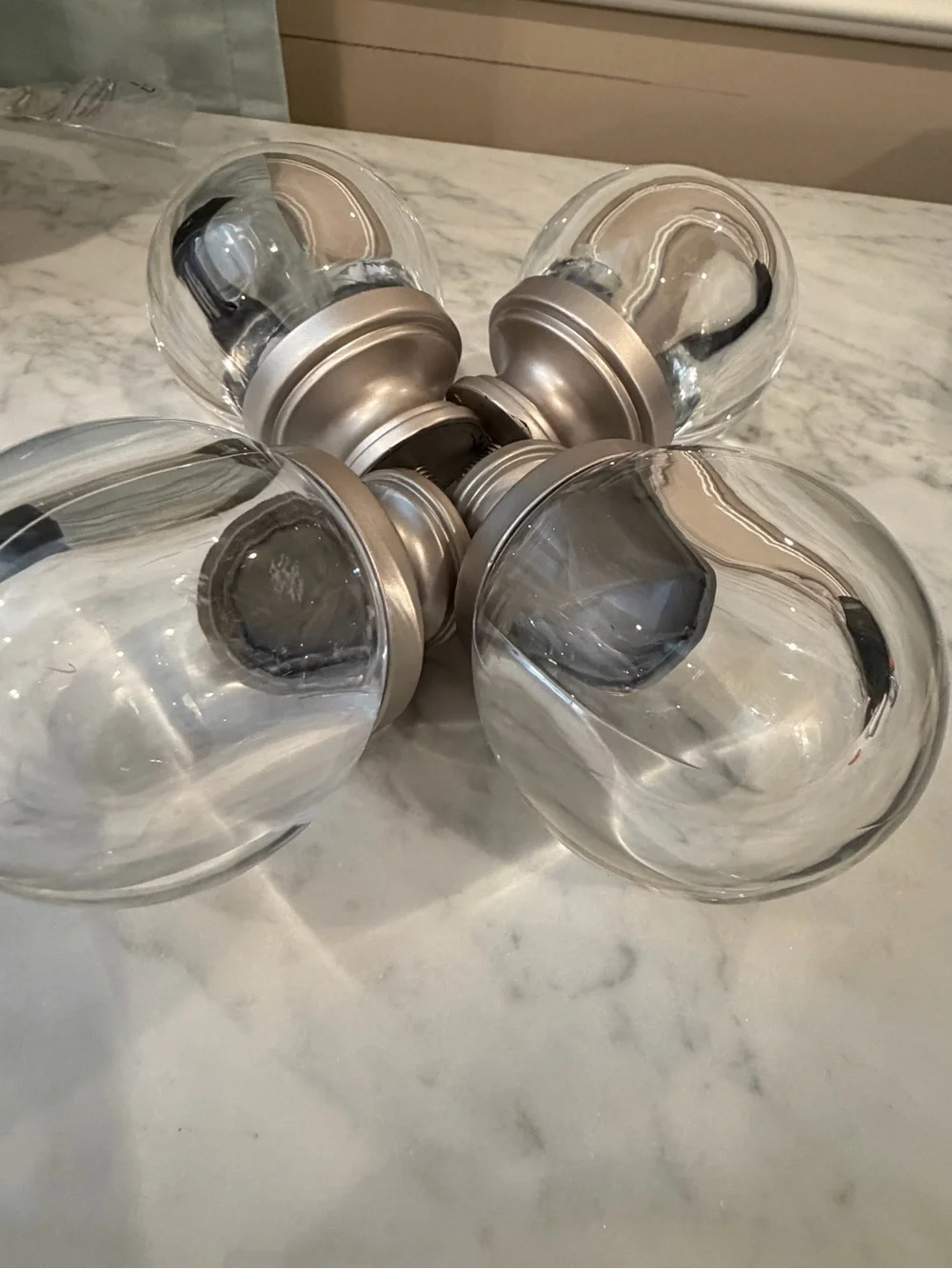 Set of 4 acrylic clear ball finials for curtain rods Amazon basics nickle glass